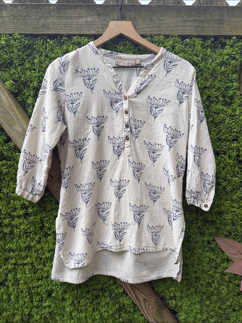 Utsa Top with Navy Floral Print
